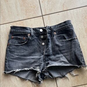 Classic Black Frayed Denim Shorts